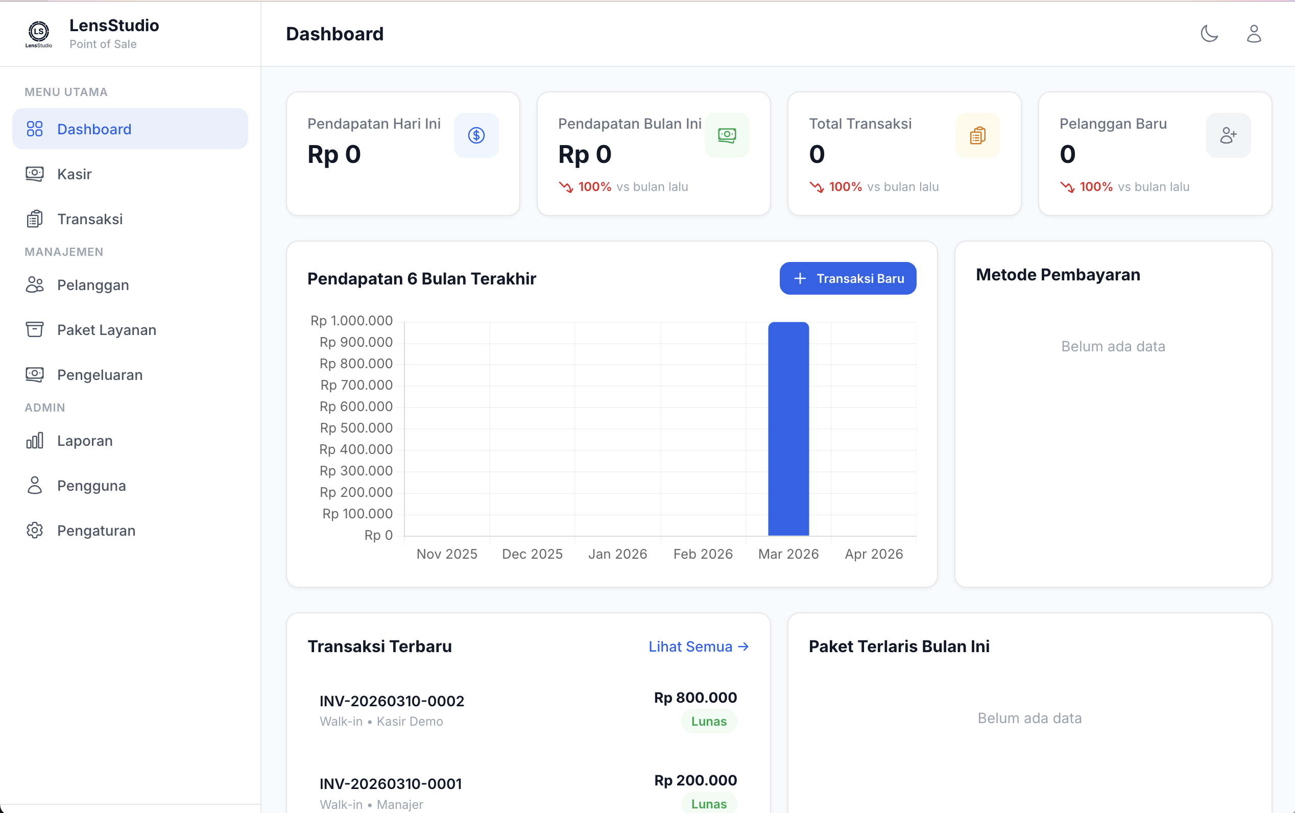 Aplikasi POS Studio Foto